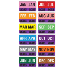 Month/Year Labels 2023 - Complete Set Jan-December - 2,700 Labels - 1-1/2