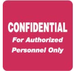 HIPAA Labels, Confidential Authorized Personnel Only - Red, 2" X 2" (Roll of 500)