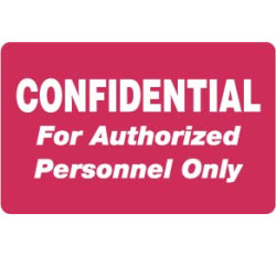 HIPAA Labels, Confidential Authorized Personnel Only - Red, 4" X 2.5" (Roll of 100)