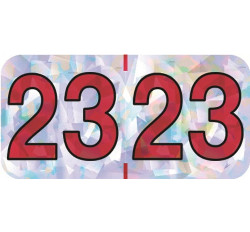 2023 Holographic Yearband Label - Silver & Red - HSYM Series - 3/4