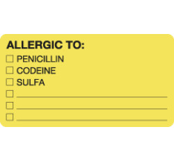 Allergy Warning Labels, ALLERGIC TO: - Fl Chartreuse, 3-1/4" X 1-3/4" (Roll of 250)