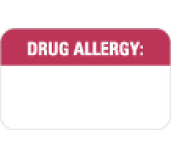 Allergy Warning Labels, Drug Allergy: - Red/White, 1-1/2" X 7/8" (Roll of 250)