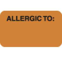 Allergy Warning Labels, ALLERGIC TO: - Fl Orange, 1-1/2" X 7/8" (Roll of 250)