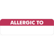 Allergy Warning Labels, ALLERGIC TO - Red/White, 2 1/2" X 3/4" (Roll of 300)