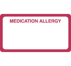 Allergy Warning Labels, MEDICATION ALLERGY - Red/White, 3-1/4" X 1-3/4" (Roll of 250)