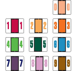 Tab Compatible Numeric Labels, Laminated Stock, 1" X 1.25" Individual Numbers - Roll o...