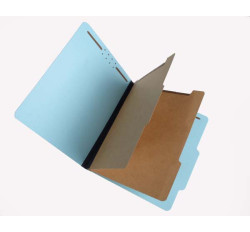 25 Pt. Pressboard Classification Folders, 2/5 Cut ROC Top Tab, Letter Size, 2 Dividers, Blue...