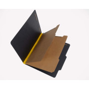 25 Pt. Fushion Black Pressboard Classification Folders, 2/5 Cut ROC Top Tab, Letter Size, 2 Dividers, Yellow tyvek (Box of 15)