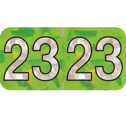 2023 Holographic Yearband Label - Lime Green - HLYM Series - Polylaminated -3/4