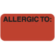 Allergy Warning Labels, ALLERGIC TO: - Fl Red, 1-1/2" X 3/4" (Roll of 250)