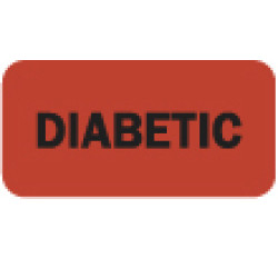 Chart Labels, DIABETIC - Fl Red, 1-1/2" X 3/4" (Roll of 250)