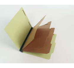25 Pt. Pressboard Classification Folders, 2/5 Cut ROC Top Tab, Letter Size, 3 Dividers, Peridot Green (Box of 10)