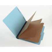 25 Pt. Pressboard Classification Folders, 2/5 Cut ROC Top Tab, Letter Size, 3 Dividers, Blue (Box of 10)