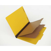 25 Pt. Pressboard Classification Folders, 2/5 Cut ROC Top Tab, Legal Size, 2 Dividers, Yellow (Box of 15)
