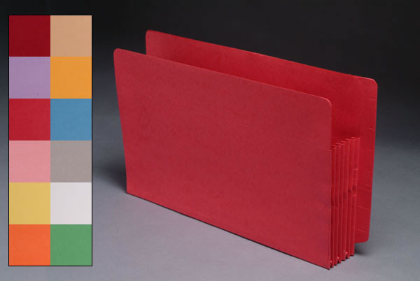 Color Full End Tab Expansion Pockets, Paper Gussets, Legal Size, 3-1/2" Expansion (Carton of 100)