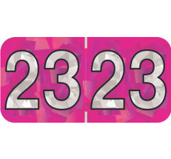 Holographic Yearband Label (Rolls) 500 - 2023 - Pink - HFYM Series - Polylaminated Holographic Yearband Label (Rolls) 500 - 2023 - Pink - HFYM Series - Polylaminated
