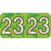 2023 Holographic Yearband Label - Lime Green - HLYM Series - Polylaminated -3/4