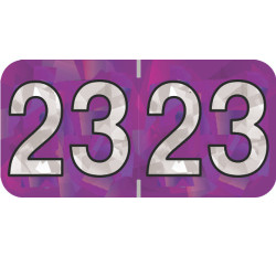 Holographic Yearband Label (Rolls) 500 - 2023 - Purple - HPYM Series - Polylaminated