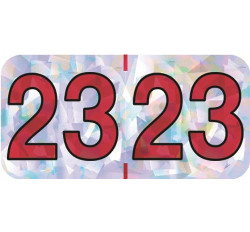 2023 Holographic Yearband Label - Silver & Red - HSYM Series - 3/4 2023 Holographic Yearband Label - Silver & Red - HSYM Series - 3/4