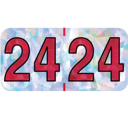 2024 Holographic Yearband Label - Silver & Red - HSYM Series - 3/4
