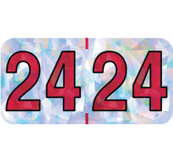 2024 Holographic Yearband Label - Silver & Red - HSYM Series - 3/4 2024 Holographic Yearband Label - Silver & Red - HSYM Series - 3/4