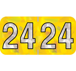Holographic Yearband Label (Rolls) 500 - 2024 - Yellow - HYYM Series - Polylaminated - 3/4 Holographic Yearband Label (Rolls) 500 - 2024 - Yellow - HYYM Series - Polylaminated - 3/4