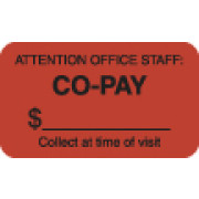 Insurance Labels, CO-PAY - Fl Red, 1-1/2
