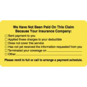 Patient Responsibility Labels, We Have Not Been Paid... - Fl Chartreuse, 3-1/4" X 1-3/4" (Roll of 250)