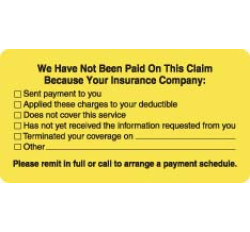 Patient Responsibility Labels, We Have Not Been Paid... - Fl Chartreuse, 3-1/4" X 1-3/4&#...