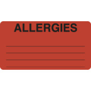 Allergy Warning Labels, ALLERGIES - Fl Red, 3-1/4" X 1-3/4" (Roll of 250)