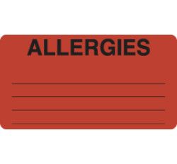 Allergy Warning Labels, ALLERGIES - Fl Red, 3-1/4" X 1-3/4" (Roll of 250) Allergy Warning Labels, ALLERGIES - Fl Red, 3-1/4" X 1-3/4" (Roll of 250)