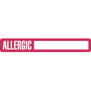 Allergy Warning Labels, ALLERGIC - Red/White, 6-1/2" X 1" (Roll of 100)
