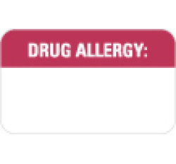 Allergy Warning Labels, Drug Allergy: - Red/White, 1-1/2" X 7/8" (Roll of 250) Allergy Warning Labels, Drug Allergy: - Red/White, 1-1/2" X 7/8" (Roll of 250)