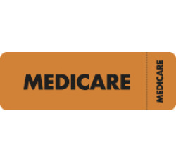 Insurance Labels, MEDICARE - Fl Orange (Wrap-around), 3" X 1" (Roll of 250)