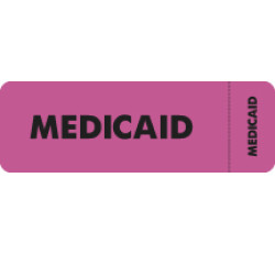 Insurance Labels, MEDICAID - Fl Pink (Wrap-around), 3" X 1" (Roll of 250)