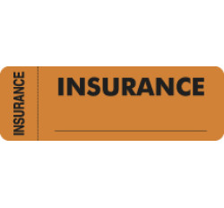 Insurance Labels, INSURANCE - Fl Orange (Wrap-around), 3" X 1" (Roll of 250)