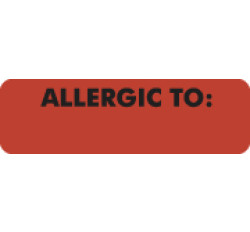 Allergy Warning Labels, ALLERGIC TO: - Fl Red, 2 1/2" X 3/4" (Roll of 300) Allergy Warning Labels, ALLERGIC TO: - Fl Red, 2 1/2" X 3/4" (Roll of 300)