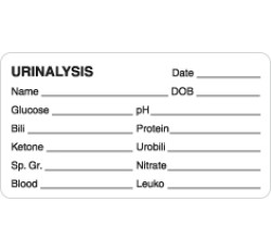 Chart Labels, URINALYSIS - White, 3-1/4