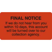 Billing Collection Labels, Fl Red - FINAL NOTICE, 3-1/4