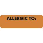 Allergy Warning Labels, ALLERGIC TO - Fl Orange, 2 1/2" X 3/4" (Roll of 300)