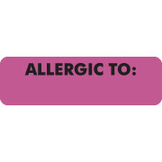 Allergy Warning Labels, ALLERGIC TO: - Pink, 2 1/2" X 3/4" (Roll of 300)