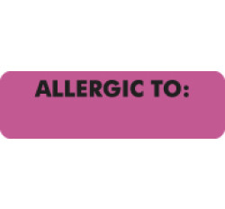 Allergy Warning Labels, ALLERGIC TO: - Pink, 2 1/2" X 3/4" (Roll of 300) Allergy Warning Labels, ALLERGIC TO: - Pink, 2 1/2" X 3/4" (Roll of 300)