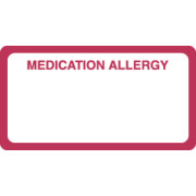 Allergy Warning Labels, MEDICATION ALLERGY - Red/White, 3-1/4" X 1-3/4" (Roll of 250)