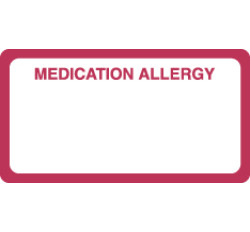 Allergy Warning Labels, MEDICATION ALLERGY - Red/White, 3-1/4" X 1-3/4" (Roll of 250) Allergy Warning Labels, MEDICATION ALLERGY - Red/White, 3-1/4" X 1-3/4" (Roll of 250)