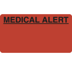 Attention/Alert Labels, MEDICAL ALERT - Fl Red, 3-1/4