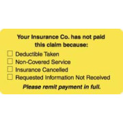 Patient Responsibility Labels, Your Insurance Co. Has Not Paid... - Fl Chartreuse, 3-1/4" X 1-3/4" (Roll of 250)