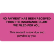 Patient Responsibility Labels, NO PAYMENT HAS BEEN... - Fl Pink, 3-1/4" X 1-3/4" (Roll of 250)