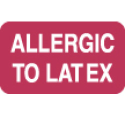 Allergy Warning Labels, ALLERGIC TO LATEX - Red, 1-1/2" X 7/8" (Roll of 250) Allergy Warning Labels, ALLERGIC TO LATEX - Red, 1-1/2" X 7/8" (Roll of 250)