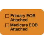 Insurance Collection Labels, EOB ATTACHED - Fl Orange, 1-1/2" X 7/8" (Roll of 250)