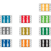 Col'R'Tab Compatible Double Digit Labels, Laminated Stock, 1" X 1-1/2", Starter Set - 10 Rolls of 500